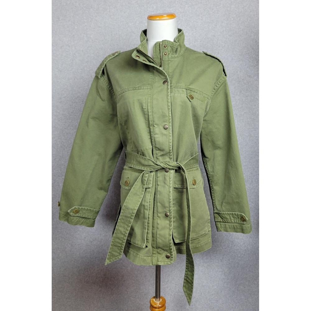 Madewell Oversized Utility Jacket Army OD Green Cotton Field Coat NO884 Large
